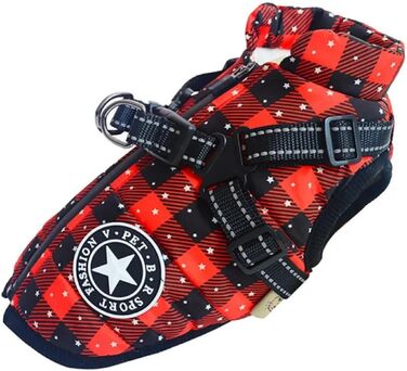 Зимова куртка для собак середніх та великих порід: Лабрадор, Французький бульдог, Чихуахуа. Водонепроникна, з кріпленням для шлейки. Розмір 5XL