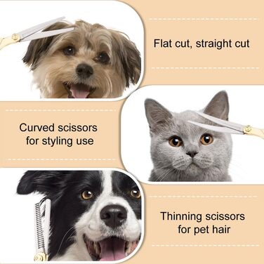 Набір професійних ножиць для грумінгу собак та котів Fellschere 5-в-1: ножиці, сталевий гребінець, сумка для зберігання