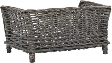 Ліжко для собаки vidaXL з подушкою, натуральний плетений кошик 50x33x30 см, спальний кошик для домашніх тварин з лози
