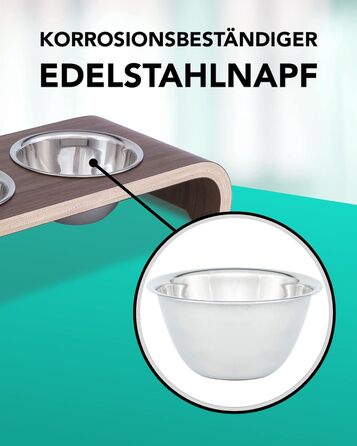 Набір мисок для котів MilaCasa Katzennapf - 2 шт. з піднятою платформою, з дерева волоського горіха