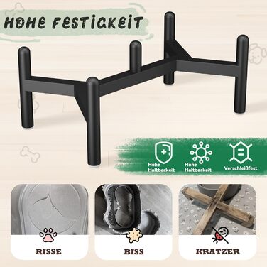 Керамічна годівниця для собак на підставці з нержавіючої сталі - подвійний набір мисок для собак, невеличких та середніх порід - неслизький набір мисок для корму та води - 350г / 660мл - 15см - сірий M сірий