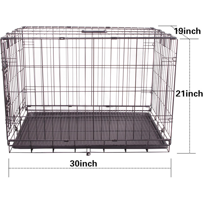 FOURPAW Robuste: складана переносна клітка для собак з металевого дроту, з піддоном, чорна, 76.2 x 48.3 x 53.3 см