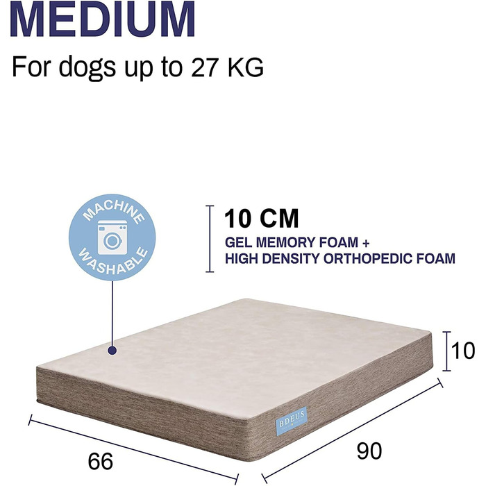 Ортопедичне лежанка для собак з гелевим шаром, водонепроникна, велика та маленька, знімний чохол, кушетка для собак (бежева, L)