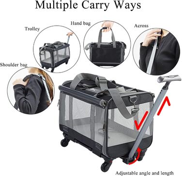 Транспортна переноска для котів та собак на колесах, складна, м'яка, з телескопічною ручкою. Ідеальна для подорожей, кемпінгу та активного відпочинку.