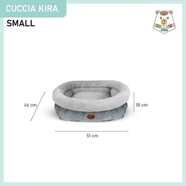 Ліжко для собак та котів Kira Grau, знімний дизайн, м'яке та нековзне, машинне прання, Small 51x46x18 см