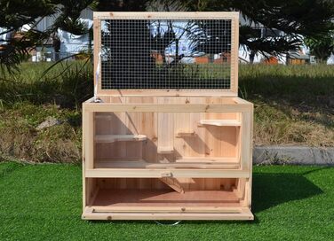 Клітка для дрібних тварин Mucola 60x35x42 см, 5-ярусна, дерев'яна, з відкидним верхом, для хом'яків, мишей