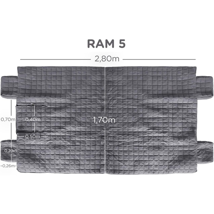 Tierlando® Автоковдра з бавовни XXL для пікапів та SUV, 240x170 см, сірий графіт