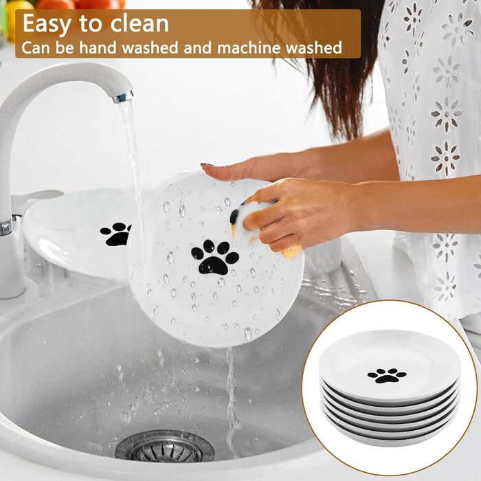 Набори мисок для котів Vexillic (6 шт.) з кераміки, з антиковзким силіконовим дном. Підходять для котів, кошенят та собак.