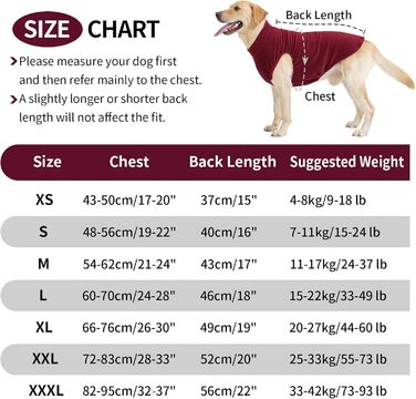 Пуловер для собак Heywean з флісу, теплий зимовий одяг для собак, сорочка-світшот для маленьких, середніх та великих собак (M, Червоний)