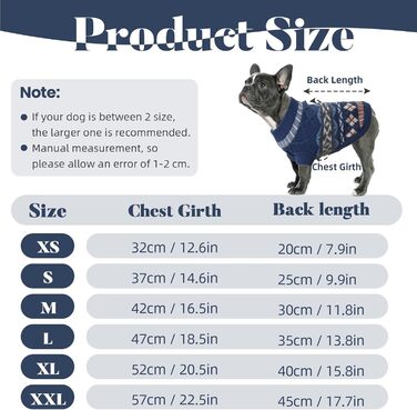 Теплий зимовий светр для собак маленьких порід з отвором для шлейки, блакитний (S)