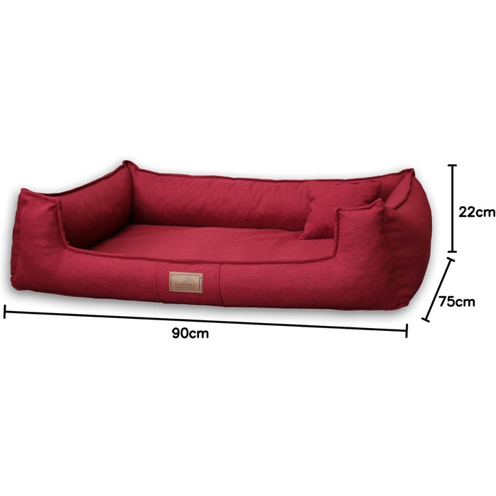 Ортопедичне собаче ліжко Tierlando® Goofy Couture з захистом для матрацу, знімний чохол з меблевої тканини, для собак середніх та великих порід, розмір 90x75 см, сірий колір