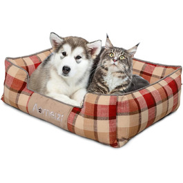 Ортопедичне ліжко для собак PETCUTE, середнього та великого розміру, знімний та миючий чохол, антиковзаюча поверхня, м'яке та комфортне, класичне, червоне