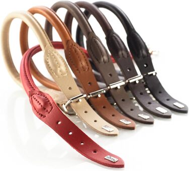 Шкіряний нашийник для собак HUNTER ROUND & SOFT ELK, круглий, м'який, захист шерсті, 55 (M-L), червоний