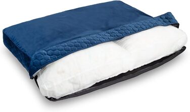 Крісло-ліжко для собак XL | М'яке ліжко з Memory Foam | Підстилка для великих собак | Практичне та зручне ліжко для собак | Імітація замші | Розмір XXL: 100 x 120 см, Колір: Темно-синій (Вельвет)