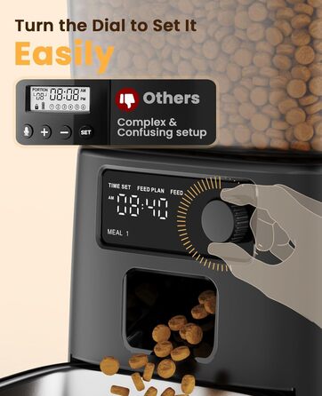 Автоматичний годівниця для котів та собак Oneisall 3.5L з таймером, нержавійна чаша 3L