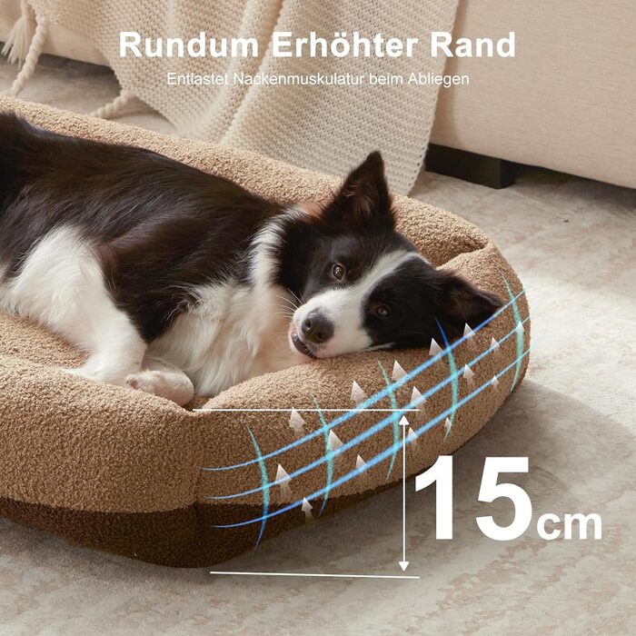 Крісло-лежанка для собак великих порід, XXL, коричневе, знімний чохол, неслизьке, з підголовником, 106x76x20 см