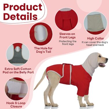 Теплий дощовик-худі для собак з капюшоном та захистом вух, 2 в 1, зелений (M, червоний)