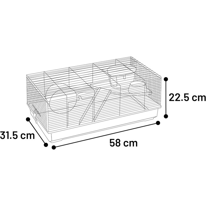 Клітка для хом'яка Flamingo Jing чорна/сіра 46x29,5x23 см з аксесуарами – ідеально для хом'яків та дрібних гризунів