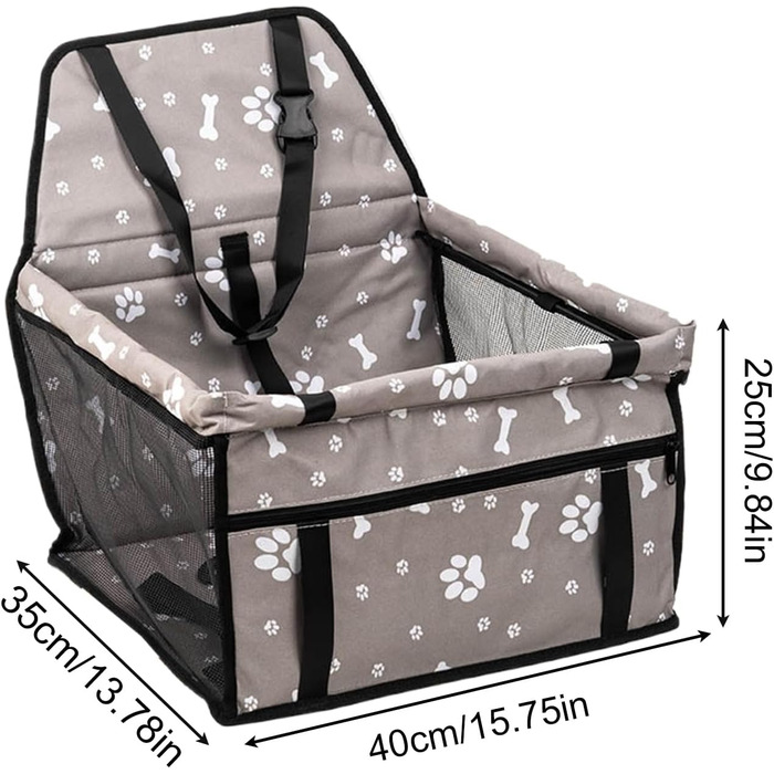 Підвищення для собак у машину Hdetransportbox - переносна підставка для собак з сумкою для зберігання - автокрісло для цуценят, складане, аксесуари для подорожей з домашніми тваринами для тривалих поїздок (сірий, B)
