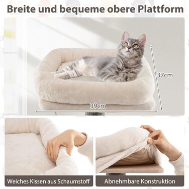 Дерев'яний кігтеточки для котів COSTWAY 151 см з платформами, печерею та іграшкою, сірий. Кліматичний комплекс для котів, кігтеточки-вежа, 58 x 48 x 171 см