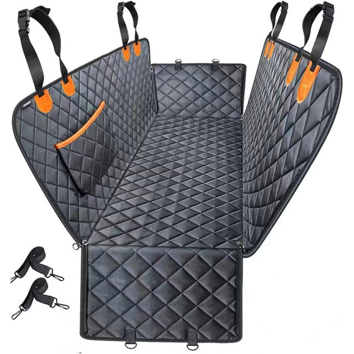Захисний чохол на сидіння автомобіля для собак, універсальний, водовідштовхувальний, з кріпленнями для ременів безпеки, чорний, для позашляховиків, авто, вантажівок, гамак для собак
