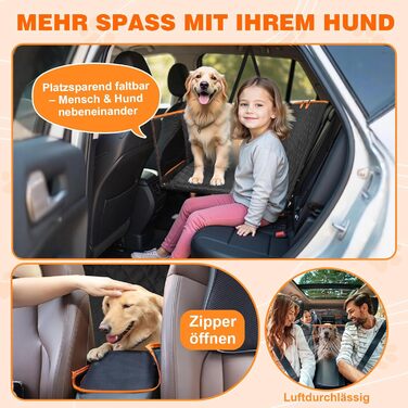 Килимок для собак у машину Neccis з знімною жорсткою основою, 136 x 61 см. Максимальне навантаження 150 кг, водонепроникний та стійкий до подряпин. Підходить для 95% легкових автомобілів, позашляховиків та вантажівок. Чорний+Помаранчевий.