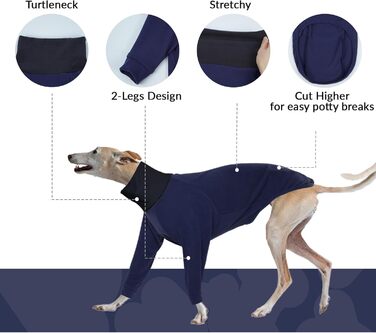 Теплий плед для породистих собак: Віппет, Грейхаунд, інші породи. Плед-піжама, темно-синій, розмір S