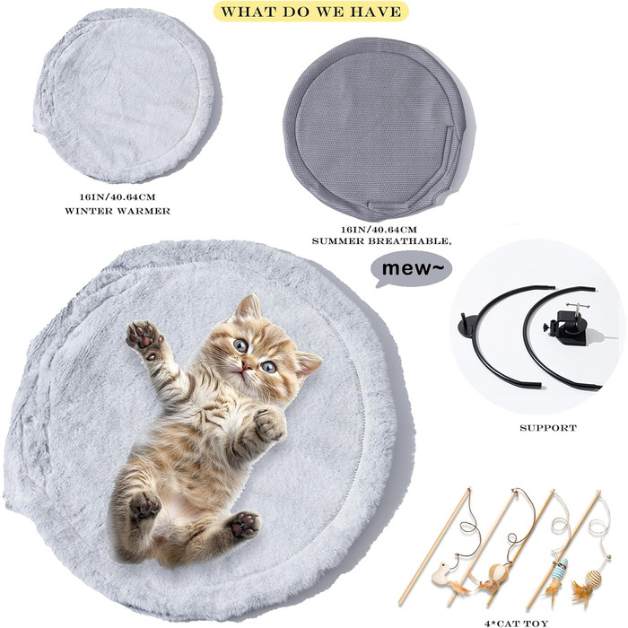 Кішка гамак-ліжко, кошик для сну, м'яке ліжко для котів та цуценят ZTIKSNYU, 45x45 см, з ковдрою та іграшками, до 22 кг