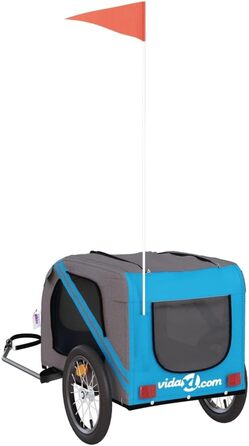 Причіп для собак vidaXL, причіп для собак з відбивачами та прапорцем, вантажопідйомність 45 кг, Oxford-тканина, залізо (Блакитний, 125 x 63 x 66 см)