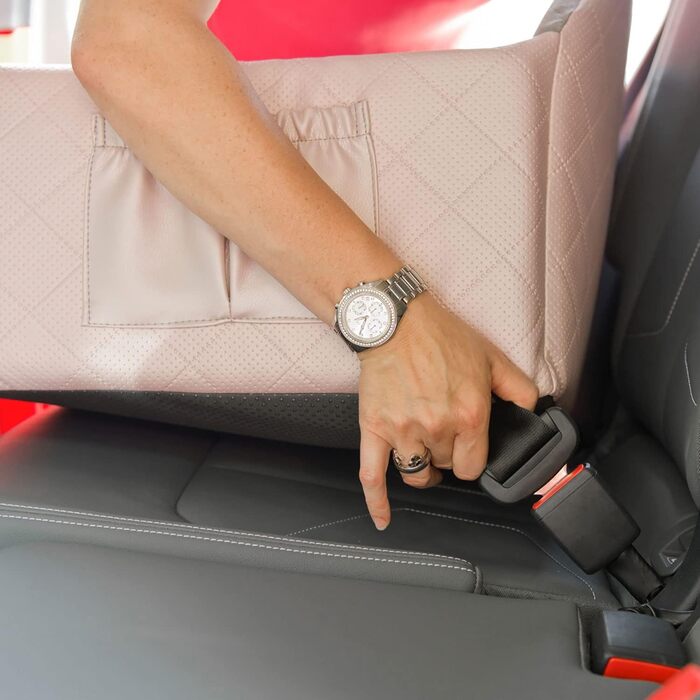 Автоматичний автокрісло для собак 2в1 | Універсальний автокрісло для собак та котів на заднє та переднє сидіння | Крісло-ліжко для собак та котів | Штучна шкіра, плюш | 48 x 48 см (Рожевий)