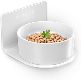 Підвісна керамічна миска для великих собак DRAIAX ElegantFeed L, біла, знімна, для корму, настінне кріплення
