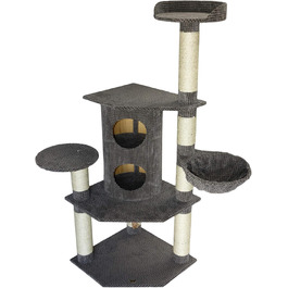 Драбина-кіготь для котів Bontoy Betty Pro сірого кольору, 65x65x176 см, з 12 см сизалевих стовпів, великий будиночок для котів, підходить для великих котів, стабільна