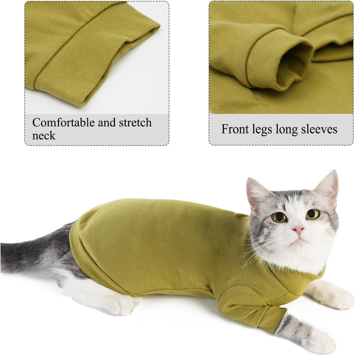 Пуловер для кота Сфінкс, теплий пуловер для безшерстних котів, теплий одяг для котів, пуловер для котів, теплий котячий одяг, костюм на Новий Рік (XL, Оливковий)
