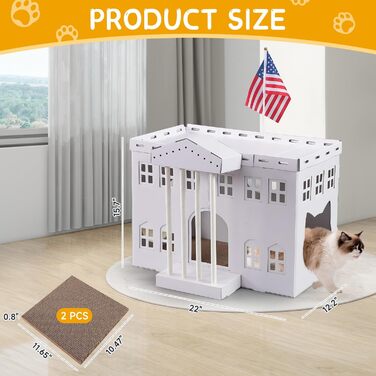 Білий картонний будиночок для котів Felmis з когтеточкою, ідеальний для дому, когтеточка-коробка, ігровий будиночок для котів, котяча фортеця