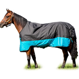Водонепроникна кінська попона Horseware Mio Turnout Lite, чорна з бірюзовим, HW 20