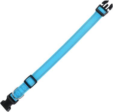 Нашийник для собак Türki з нейлону, з гравіюванням, світловідбиваючий, для великих, середніх та маленьких собак (S, блакитний)
