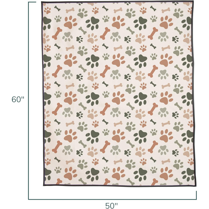 Килимок для тварин для дому та вулиці 127 x 152,4 см, зручний, водонепроникний, для пікніків та подорожей, складаний, зелений/коричневий