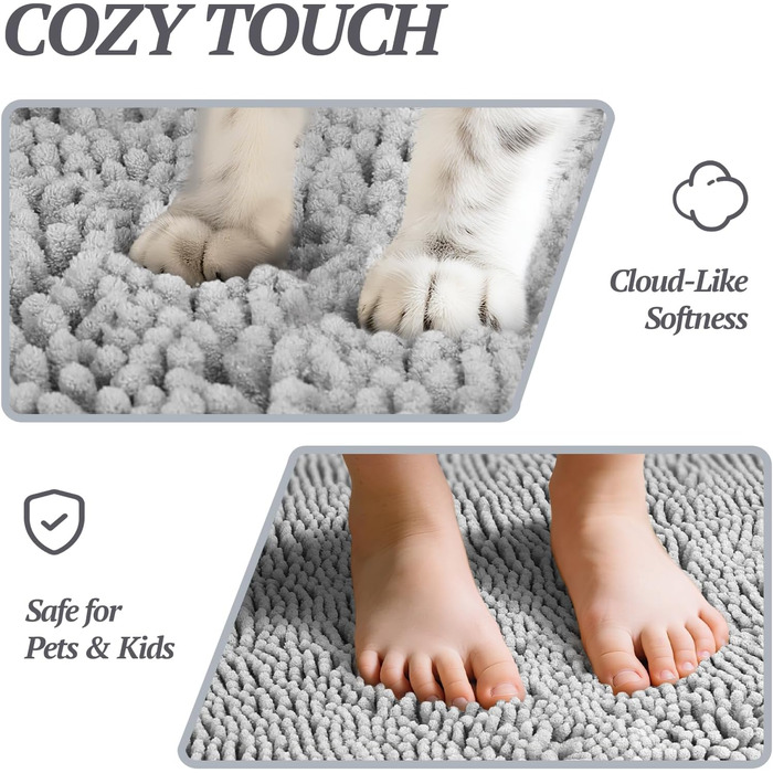 Килимок для собак VIVAGLORY Absorpmax Cleany Mat: поглинаючий, миючий, неслизький, сірий, 80x50 см