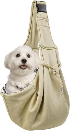 Сумка-переноска для собак, переноска для цуценят, регульовані ремені через плече та груди, легка переноска для тварин у подорожах, на прогулянках та до ветеринара (хакі)