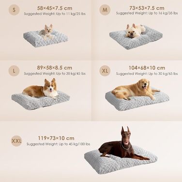 Килимок для собак великих порід, 104x68 см, XL, з штучним хутром та льоном, сірий, 104 x 68 x 10 см