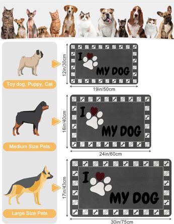 Підкладка під годівницю для собак та котів, 30 x 50 см, сіра, нековзна