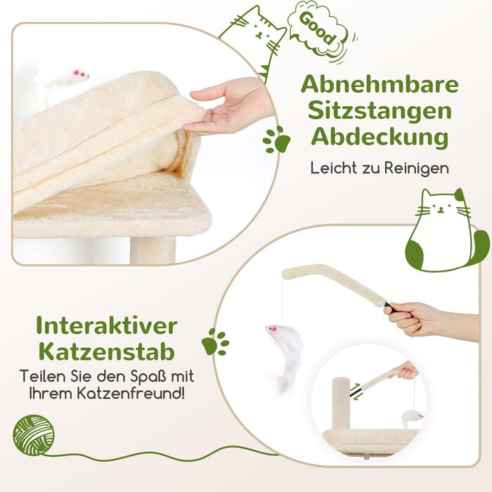 Драбина-кіготь Globlazer для котів XL, бежева, з 2 будиночками, платформа, іграшки, для великих котів та сениорів