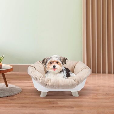 Підвищене ліжко для собак та котів Ferplast Throne, 64 x 48 x 29,5 см, біле, з подушкою, миється, антиковзаюче