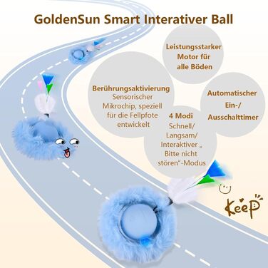 Іграшка для котів GoldenSun: м'ячик з дзижчанням, килимок з мишками, 5-лочкове хованки, блакитний колір