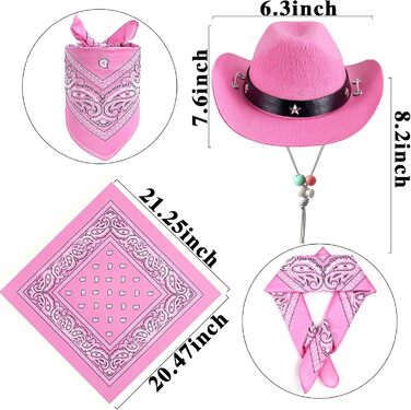 Ковбойський костюм для тварин: капелюх та бандана, рожевий. Аксесуари для собак та котів, ідеально для свят та повсякденного використання