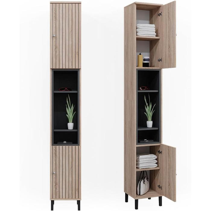 Пенал для ванної Vicco Aquis Sonoma, 30x81,8 см, шафа для ванної кімнати