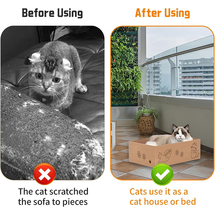 Кігтеточка для котів 5 шт. з будиночком 42*26*13 см, двостороння картонна кігтеточка для догляду за кігтями, іграшка-кігтеточка з гофрокартону для ігор та сну, багаторазова картонна кігтеточка-будиночок для котів, набір