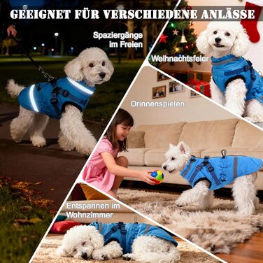 Водонепроникний зимовий костюм для собак XL, світло-блакитний: теплий, з нашийником, світловідбиваючий, на блискавці