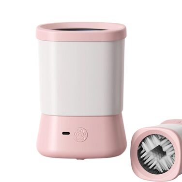 Портативна мийка для лап собак, скрубер для лап, захист від бризок, 2 швидкості, аксесуари для миття лап домашніх тварин для кемпінгу, подорожей, відпочинку на природі, очищення від бруду та сміття, рожевий колір