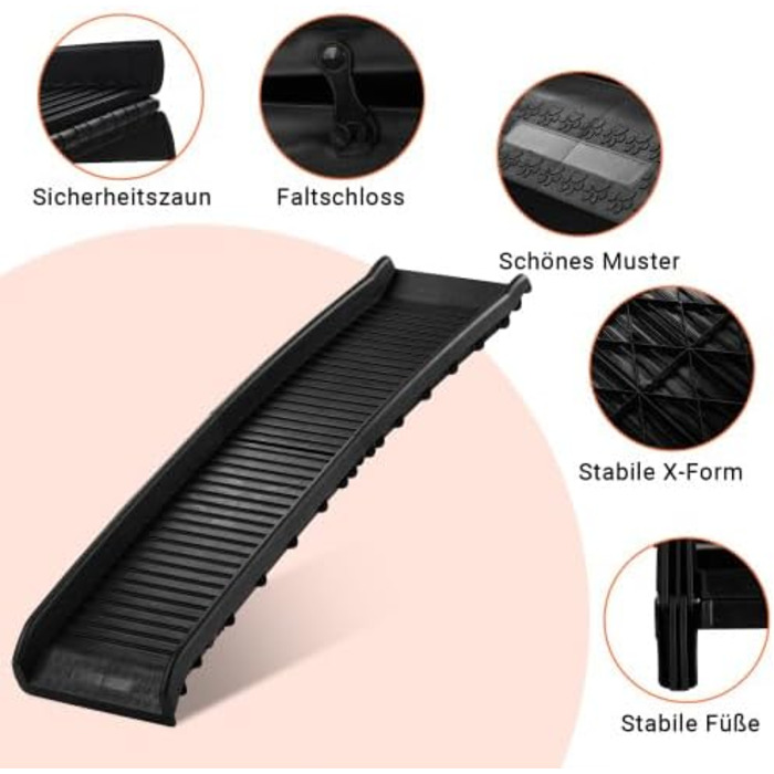 Сходинка для собак LEADZM, складна, до 50 кг, для багажника авто, чорна (160x40 см)